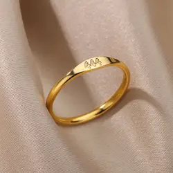 Angel Number Rings for Women Stainless Steel Gold Plated 666 444 777 111 Ring Wedding Couple Rings Vintage Jewelry Gift bague