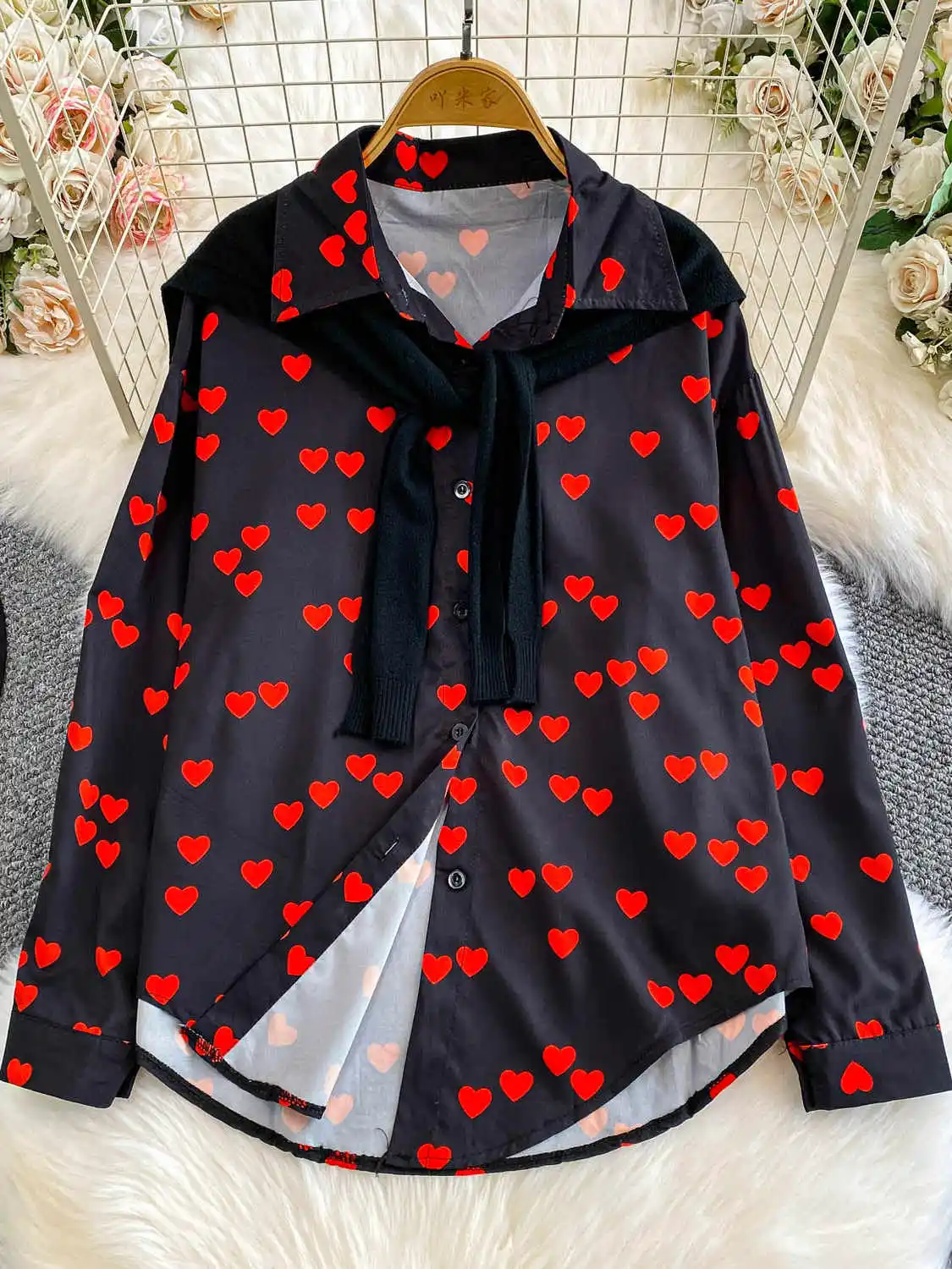 Camisas e blusas femininas com estampa branca, vintage y2k, estética, elegante, 2000s, manga comprida, gola polo, roupas de outono