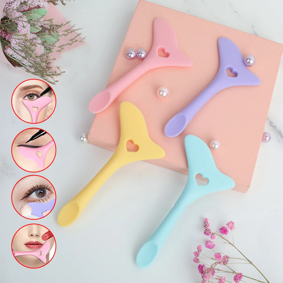 Venta al por mayor, 1 Uds., artefacto auxiliar de delineador de ojos de silicona, lápiz labial cosmético, productos para cejas, para delineador de ojos, herramienta auxiliar para dibujar