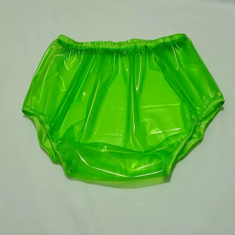 

Grass Green PVC Waterproof Panties Live Show Dance Sexy Costumes Elastic Wasit Briefs FKK Party BF Gfit Plastic Lover