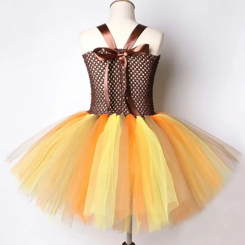 Autumn Sunflowers Tutu Dress for Girls Fall Woodland Fairy Halloween Costumes with Wings Outfit Kids Stage Performance Clothes - view 5