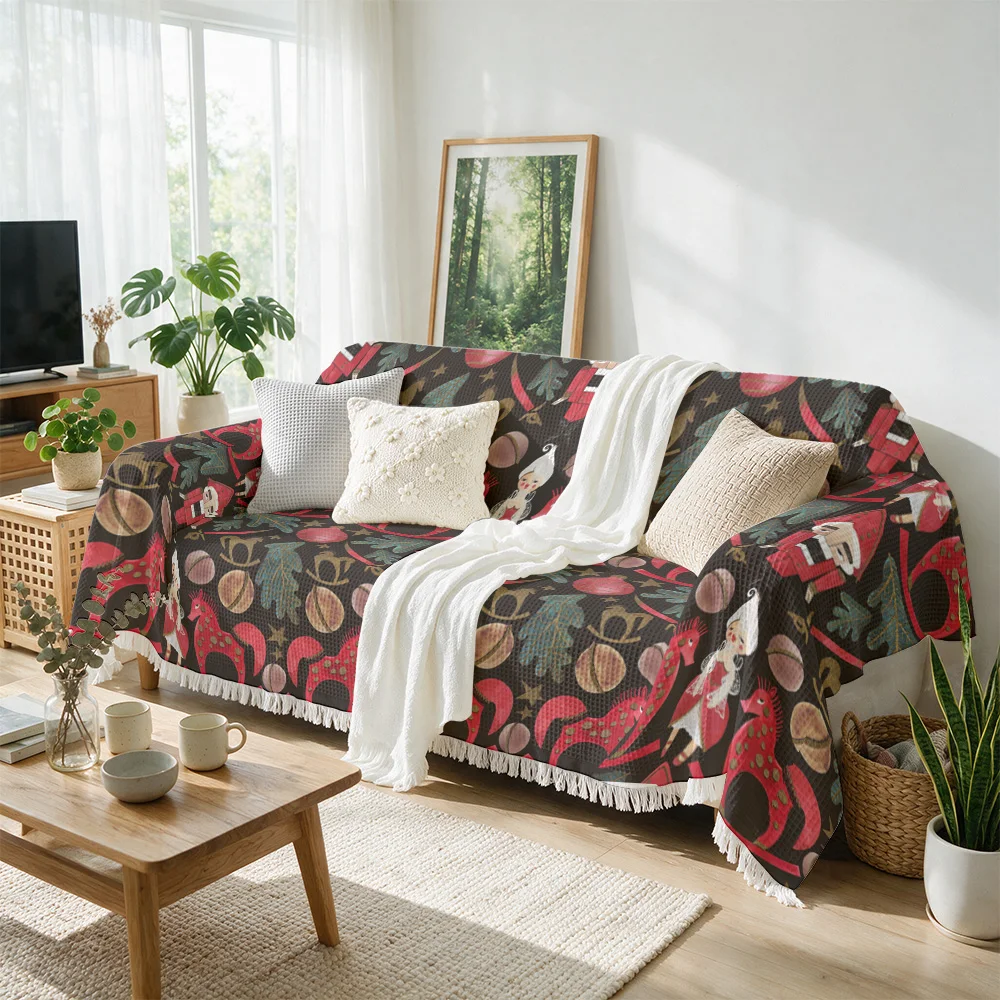 Large Printed Bohemian Sofa Throw Blanket for Living Room Couch Decor Ethnic Style Vibrant Patterned Accent Throw Fall Winter Ho