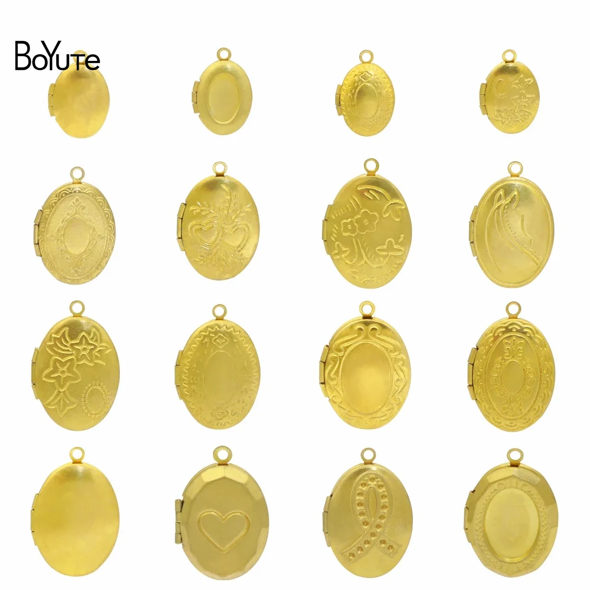 

BoYuTe (50 Pieces/Lot) Oval Shaped Brass Locket Photo Locket Pendant Can Open Diy Jewelry Materials