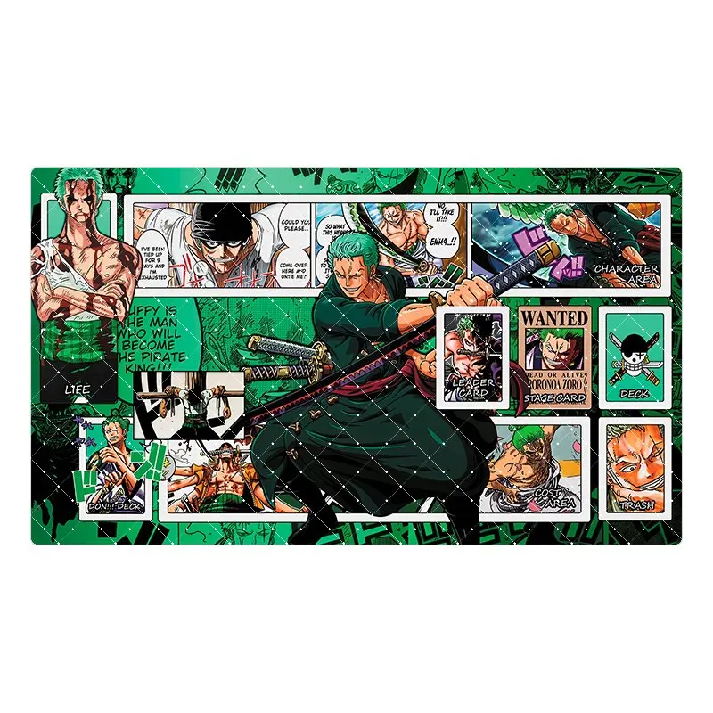 4models One Piece OPCG 600x350mm Roronoa Zoro Trading Card Playmat 2mmStitched Edge Single Rubber Board Game Card Mat Toy Gift view 2