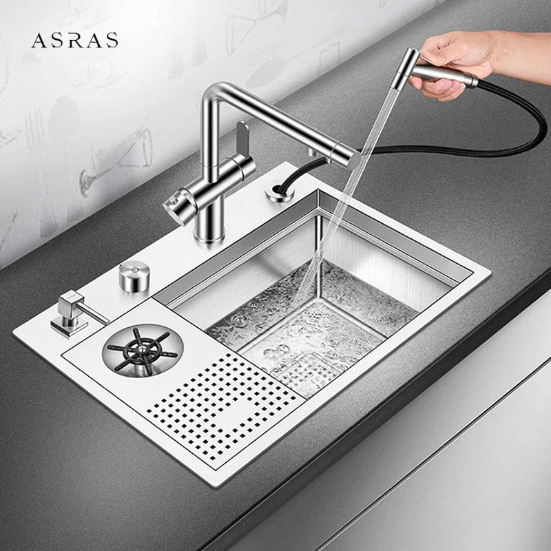 

ASRAS Cup Rinser kitchen Sink 304 Stainless Steel 4mm Thickness Handmade Brushed Sink High Pressure Cup Washer kitchen Sink