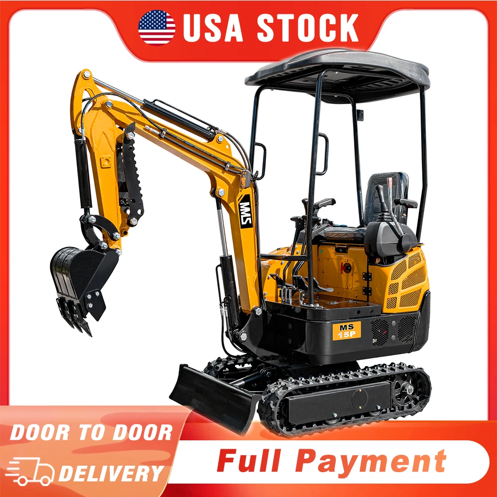 MMS 1.5 Tons Pro Mini Excavator Hydraulic Pilot Control Trencher Digger 13.5 HP B&S Egnine Crawler Digger Full Payment