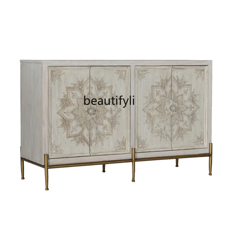 

American light luxury entrance entry shoe cabinet simple French art foyer integrated light luxury style living room ultra-thinAA