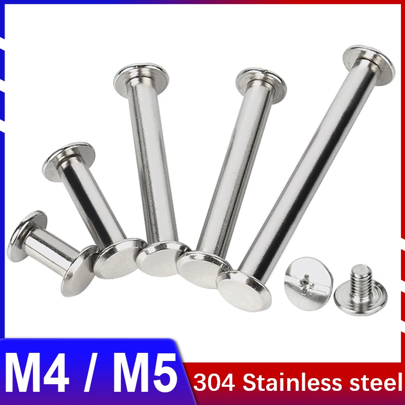 M4 M5 Splint Butt Lock Rivet Screw 304 Stainless Steel Flat Head Rivet  Book To Lock Cross Screw Album Ledger Butt Screw Nut Set