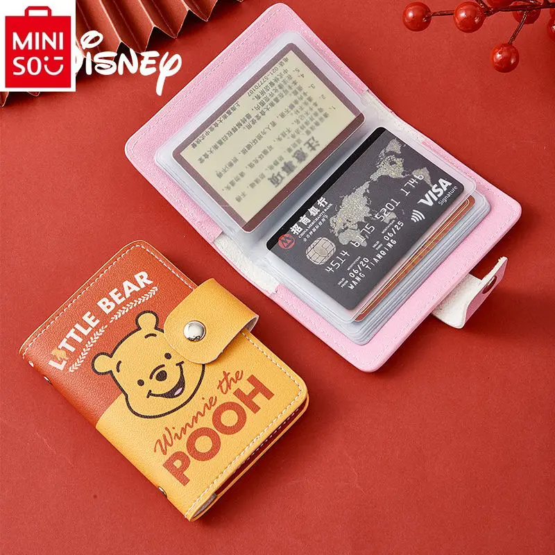 Disney Cartoon Winnie the Pooh Compact Anti Magnetic Anti theft Card Swipe Bag for Women Multi functional Storage Wallet