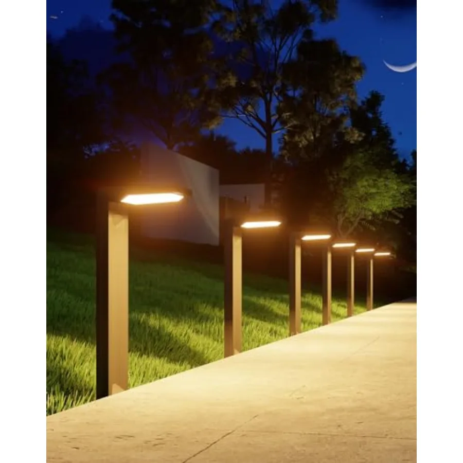 6 Pack Solar Powered Pathway Lights Outdoor Waterproof 30 LED Bright Walkway Landscape Lamp for Outside Path Driveway Sidewalk