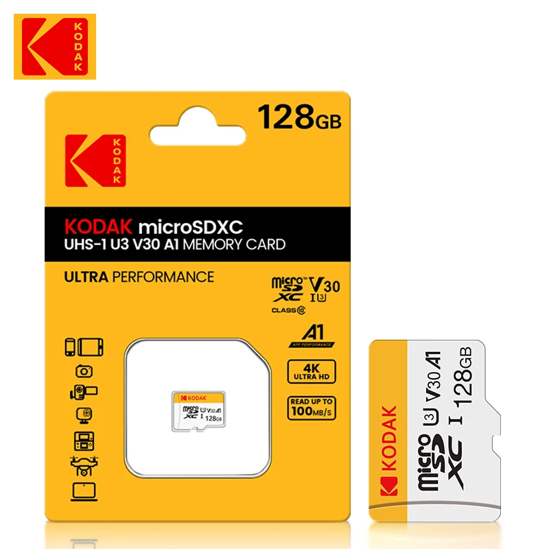 بطاقة ذاكرة Kodak الأصلية مايكرو Sd 64 جيجابايت 128 جيجابايت بطاقة SD مايكرو SDXC Class10 عالية السعة 512 جيجابايت 256 جيجابايت 32 جيجابايت بطاقة ذاكرة فلاش SD