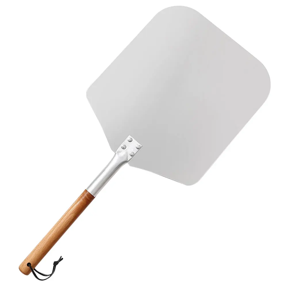 

Aluminum Pizza Spatula Wood Handle Baking Shovel Oven Tools Metal Peel Easy Storage Practical Functions Safe Restaurant Use