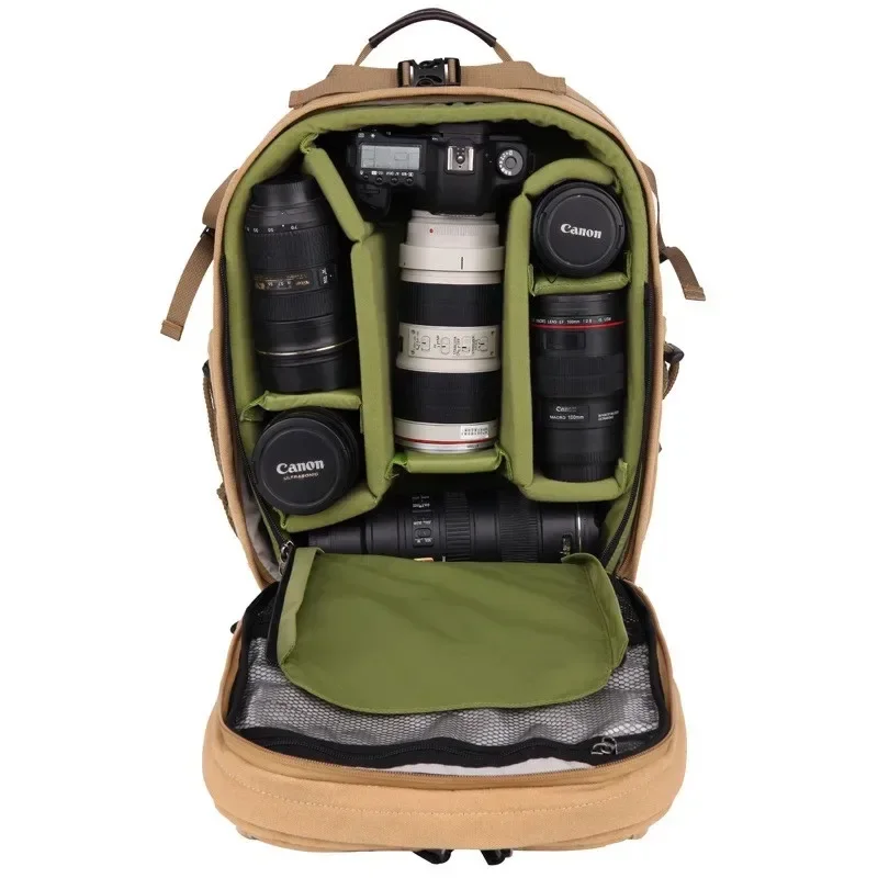 High Quality Canvas Camera Backpack Soft Shoulders DSLR Waterproof Backpack Video Photo Tripod Case for Canon Nikon Sony SLR