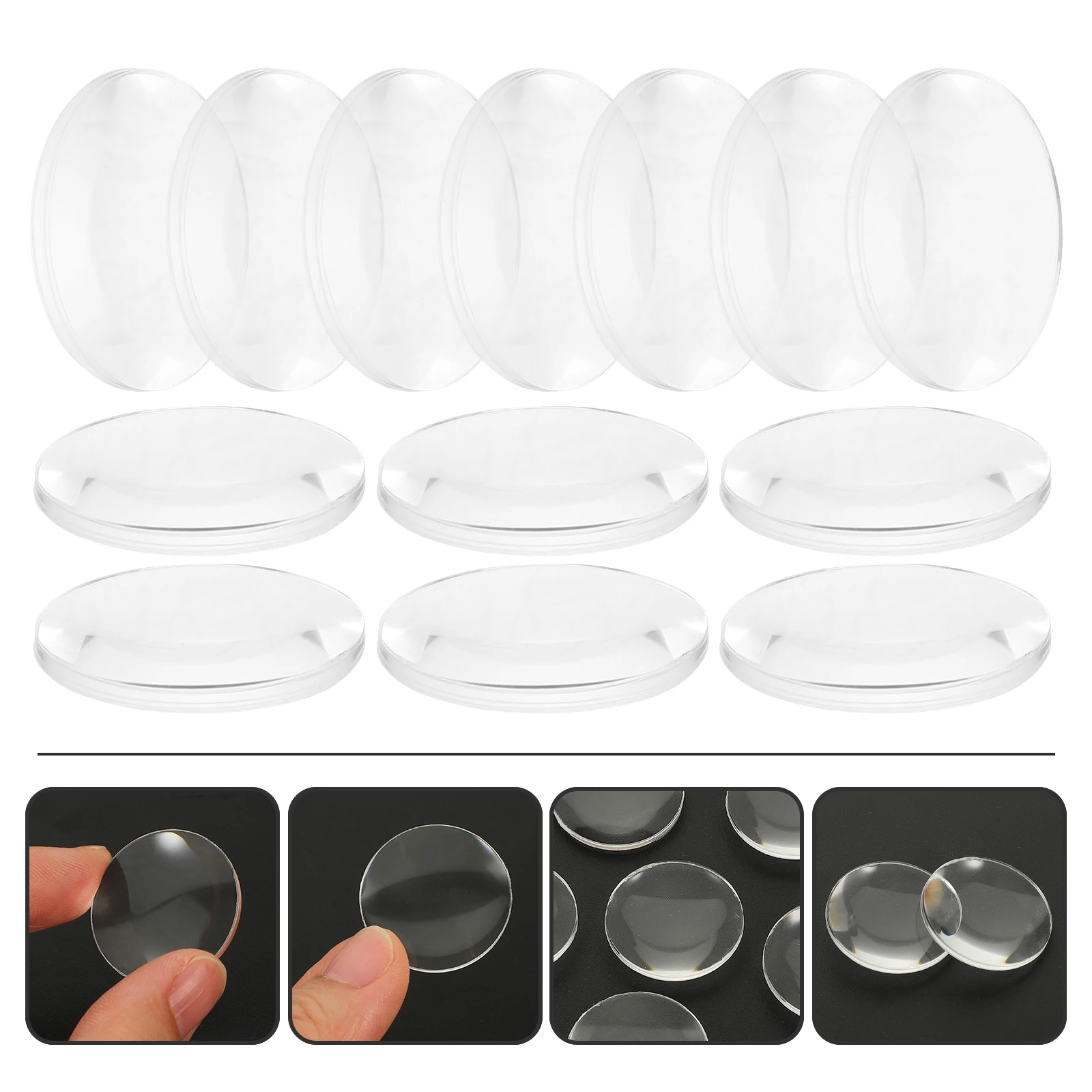 60pcs Physics Optical Lens Transparent Biconvex Acrylic Experiment Learning Tool for Science Education Lens Substitute