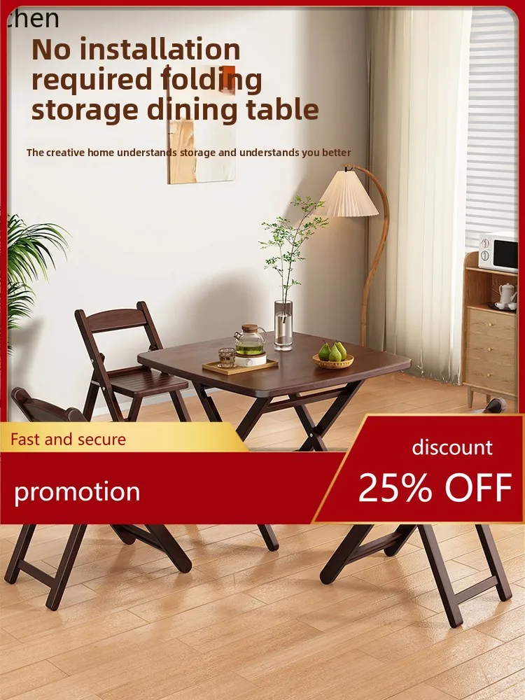 ZML Folding Table All Solid Wood Dining Table Balcony Home Rental Small Dining Table
