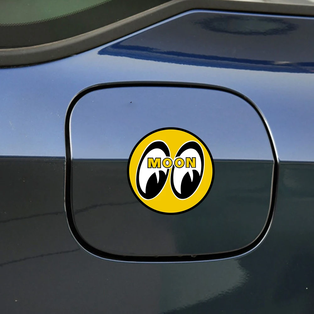 New Yellow Anime Mooneyes Fuel Tank Cap Sticker JDM Universal High Quality Garnish Decal Sticker Car Accessories For Car Styling