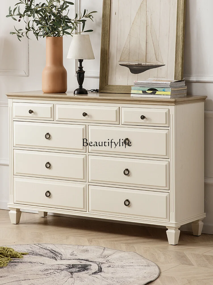 

American-Style Solid Wood Drawer Bedroom Locker French Entry Lux Furniture Living Room Entrance Cabinet