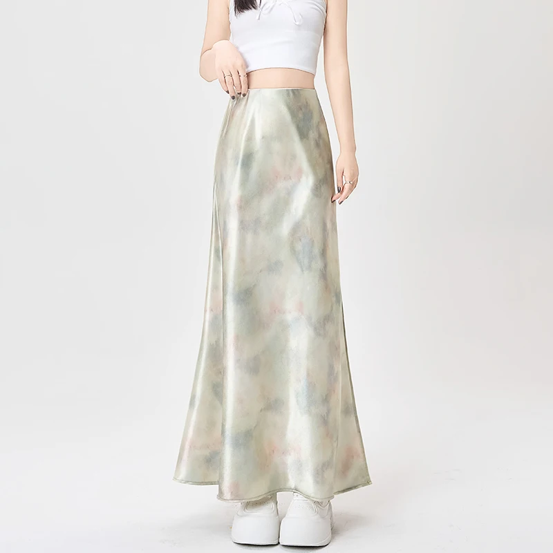 

fishtail skirt half length skirt for women in summer, high waist and drooping sensation, A-line hip wrapped mid length skirt