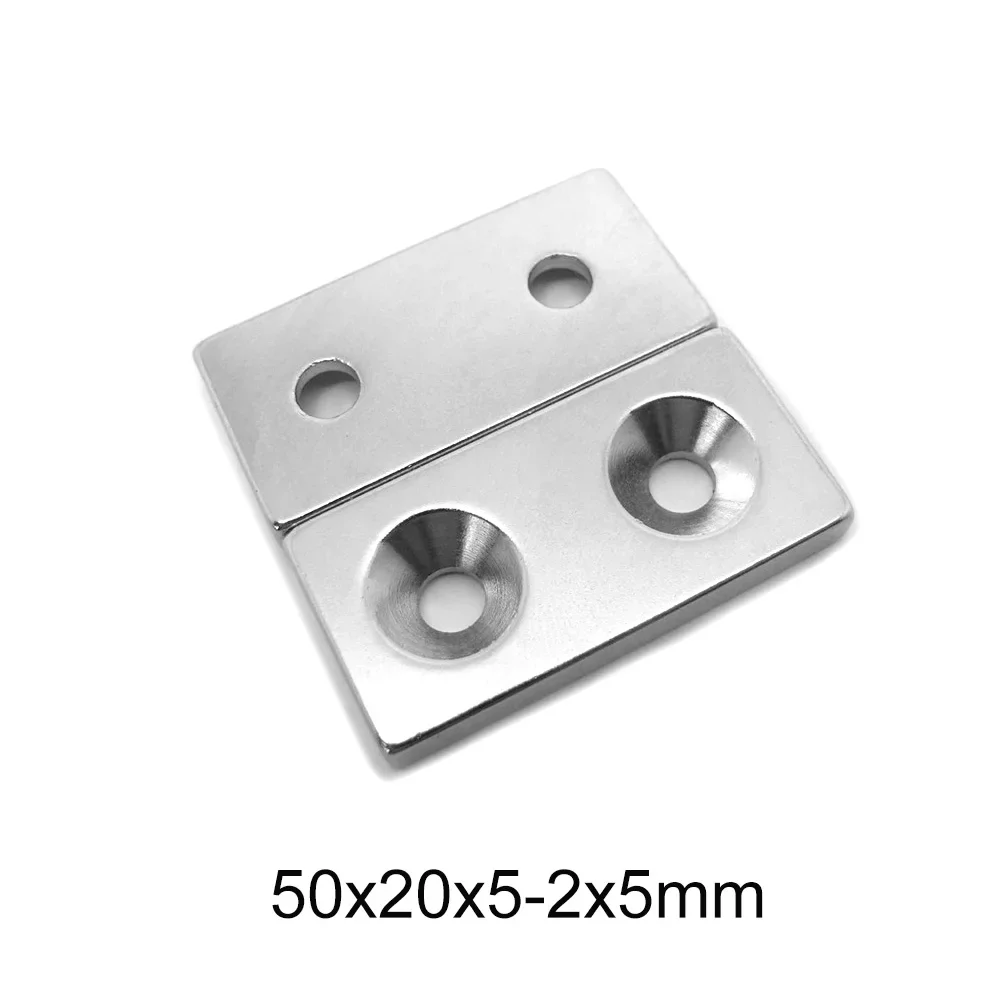 50x20x5-5mm Strong Block Magnet with holes 5mm Neodymium Magnet sheet 50mm x 20mm Permanent Magnet 50x20x5-5mm