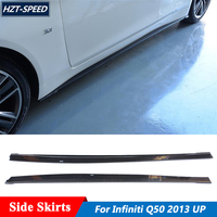 High Quality Carbon Fiber Auto Car Side Skirts Lip Extensions Trims For Infiniti Q50S Q50 2013 UP