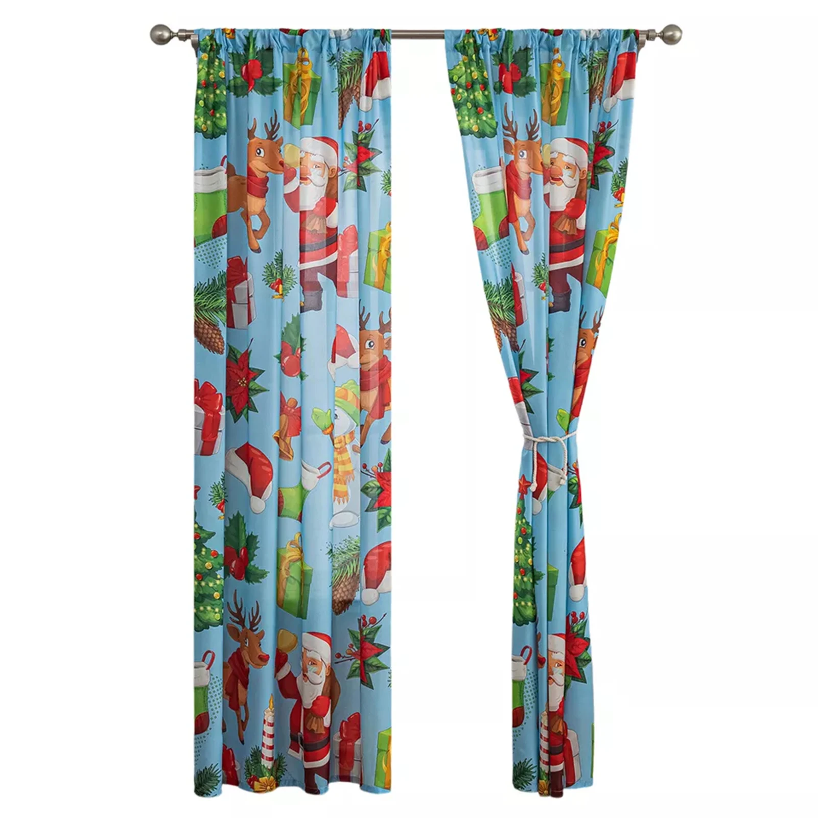 Soft And Stylish Christmas Sheer Curtain Panel For Bedroom Easy Care---Easy Installation Curtains