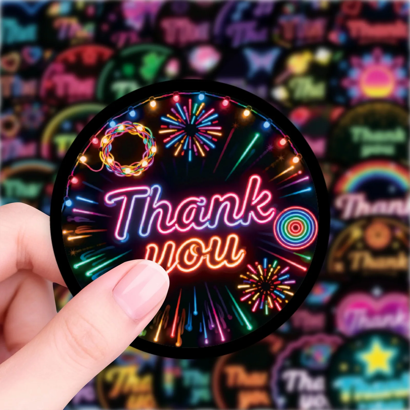 Neon Thank You Sticker Pack 10 PCS/280PCS | Gratitude Waterproof Decorative Stickers | Journal Notebook Photo Album Scrapbook