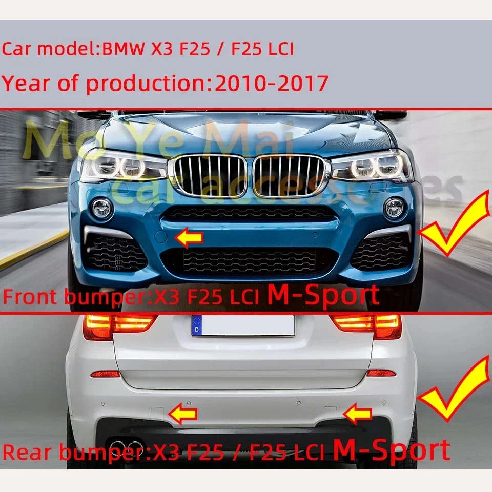 ชิ้นส่วนรถยนต์ที่หุ้มตะขอลาก bemper belakang ด้านหน้าสำหรับ F25 X3 BMW/lci M-bumper 2010 2011 2012 2013 2014 2015 2016 2017