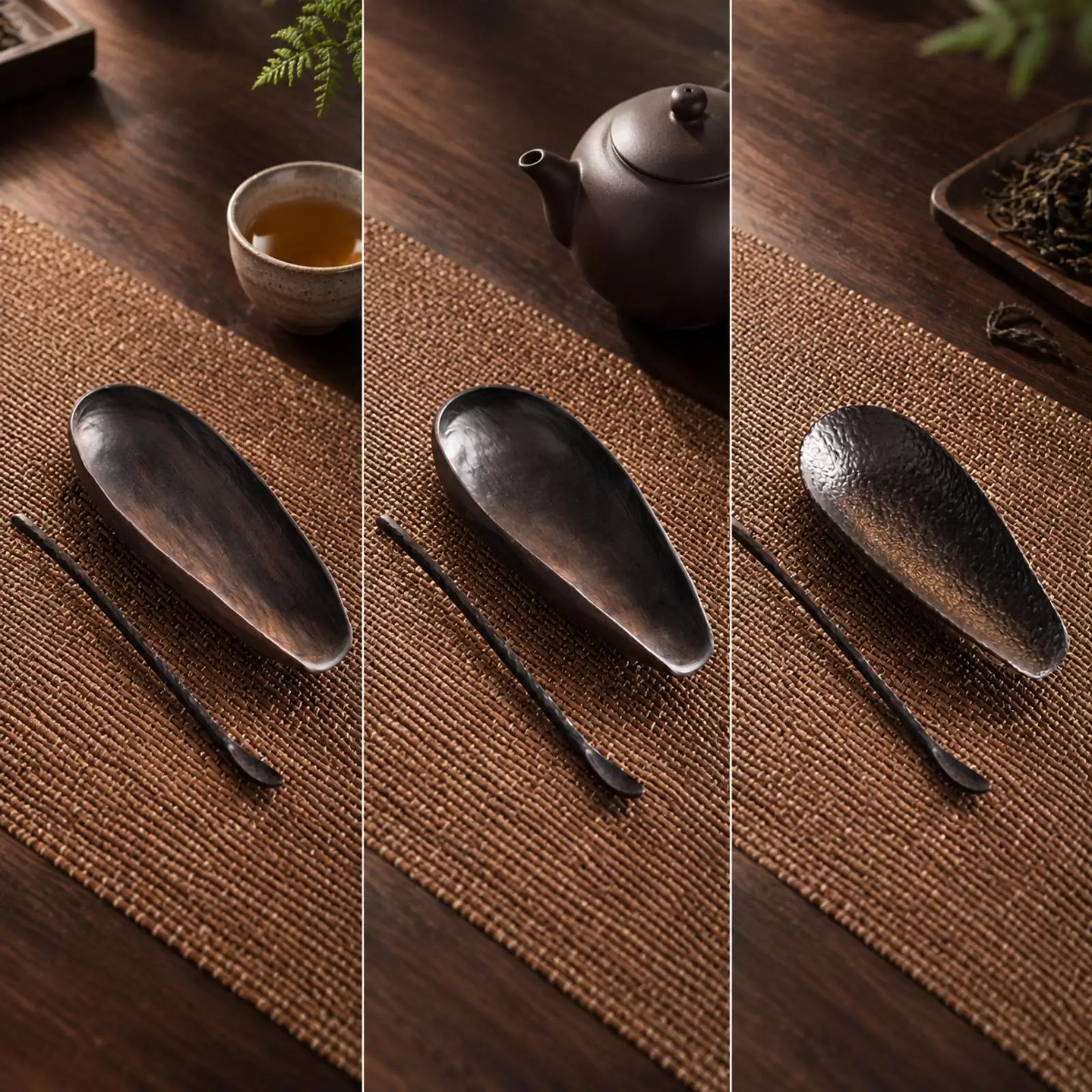 Handcrafted Ebony Tea Scoop Set for Loose Leaf Tea Tins and Teapot Transfer
