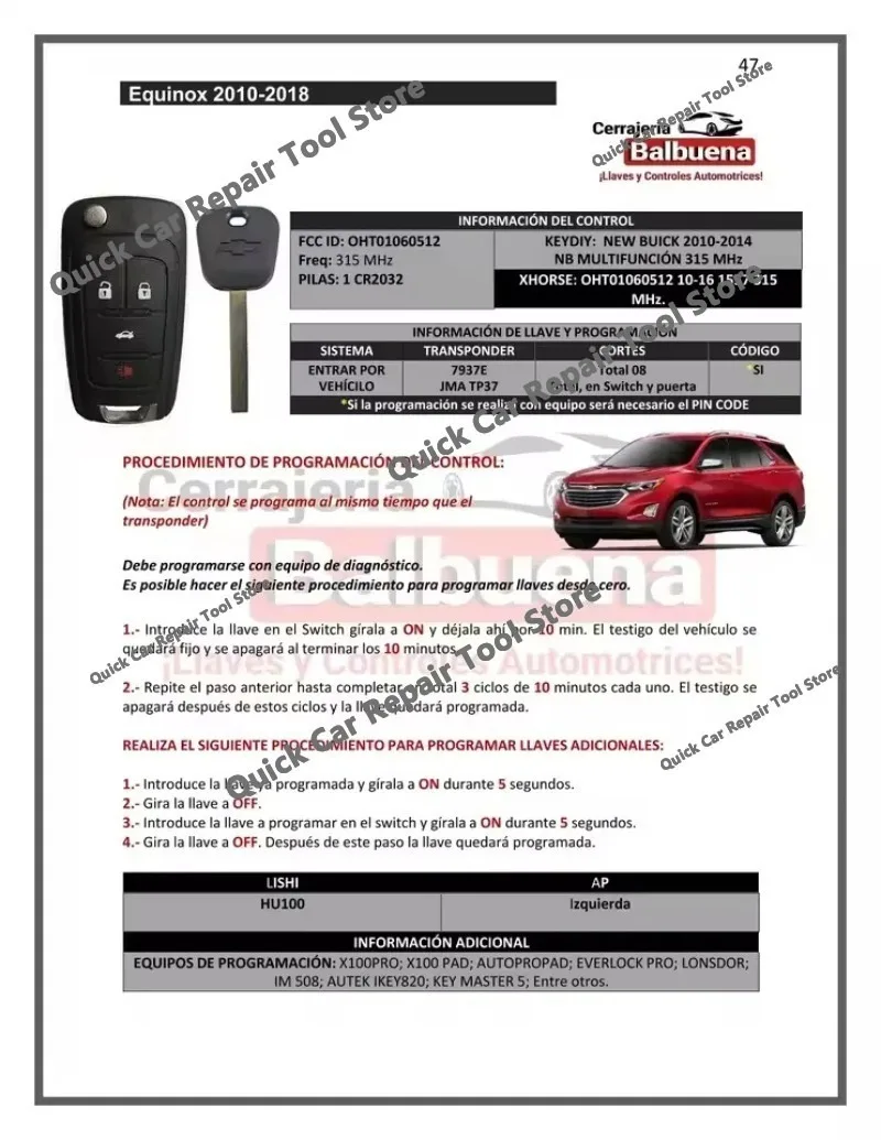 Balbuena 2023 Auto Locksmith Complete Technical Resource 864 Full Pages, Spanish Vehicle Transponder Chip & Remote Fob Calibrati