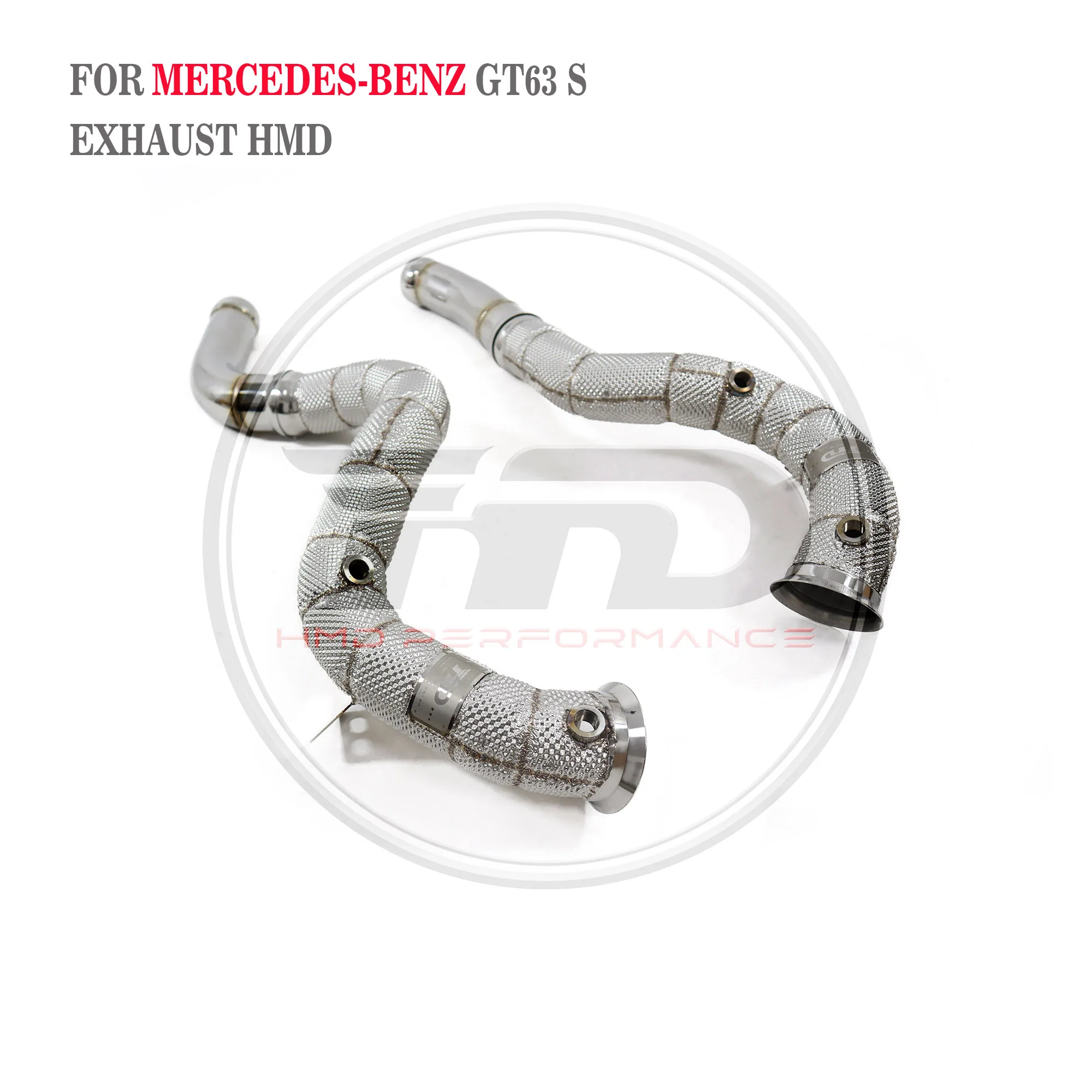 HMD Stainless Steel Exhaust System Performance Downpipe for Mercedes Benz GT63 S C190 4.0T with heat shield