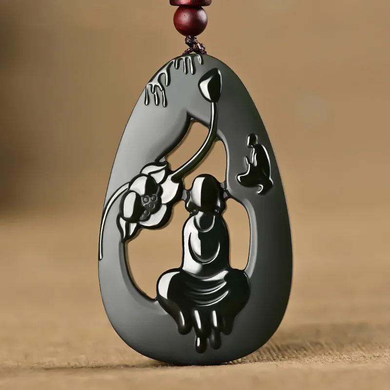 

Fine Jewelry Natural Hetian Nephrite Jade Qingyu Pagoda Qingyi Heart to Buddha Enlightenment Pendant for Men and Women