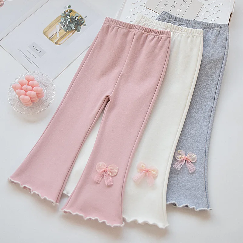 

Весенние модные брюки-клеш для маленьких девочек, стильные повседневные длинные брюки в стиле принцессы для детей ростом 90-140 см