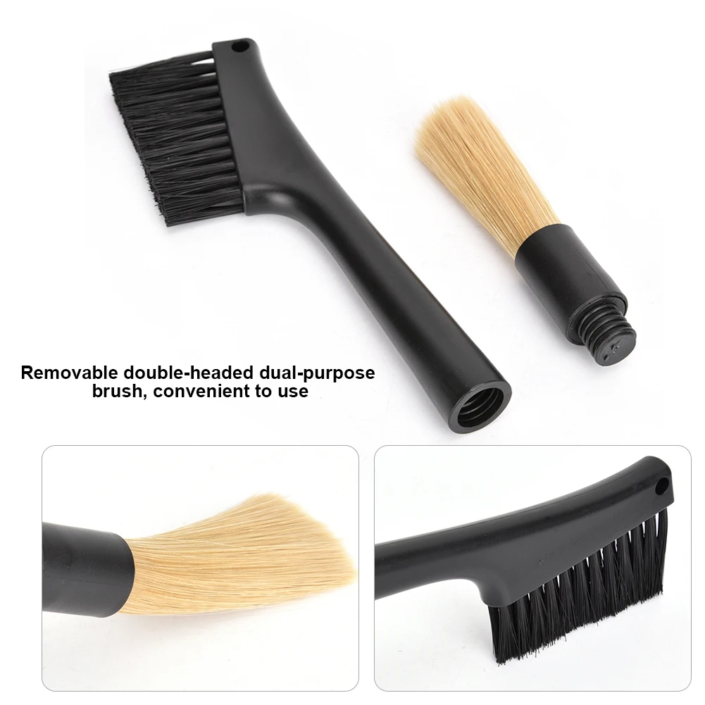 Two Head Coffee Grinder Cleaning Brush Nylon Bristles Soft Non-Scratch Self-Cleaning for Coffee Bean Grinder Espresso Machine