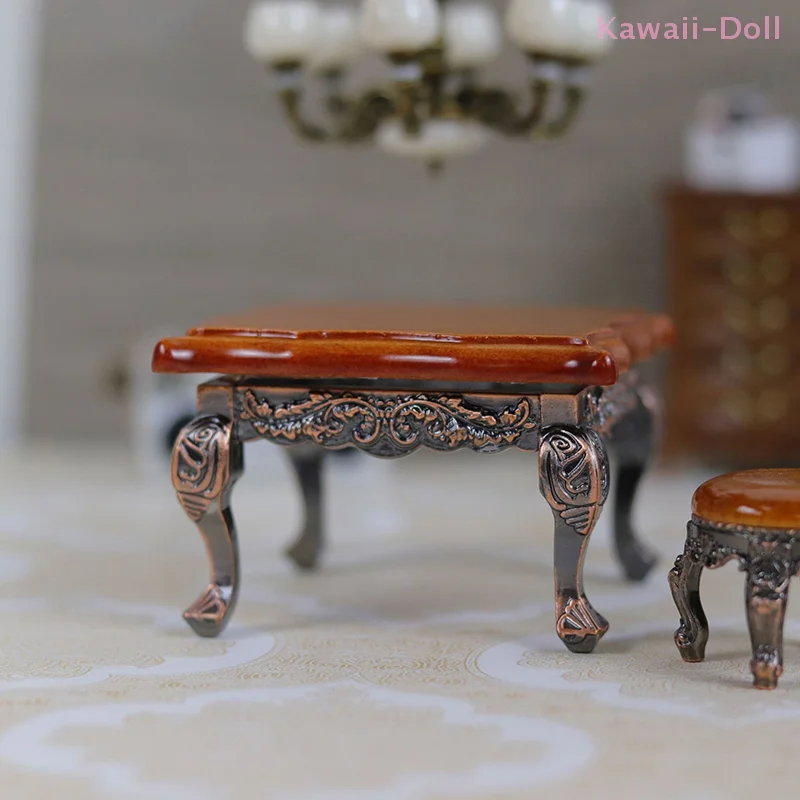 1 pz simulazione in miniatura mini mobili retrò tavolo quadrato decorazioni giocattolo per famiglie accessori per casa delle bambole