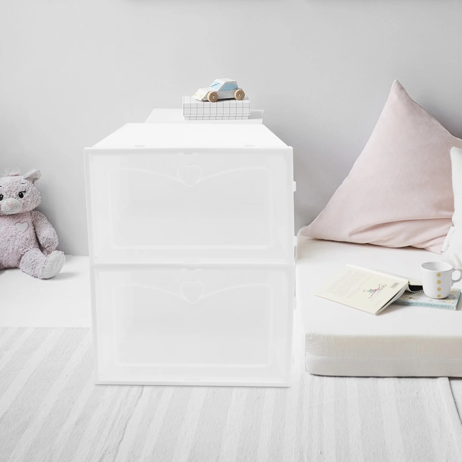 

2pcs Shoe Box Storage Transparent Plastic Organizer Stackable Waterproof Dustproof Moisture-Proof Clear Footwear Container