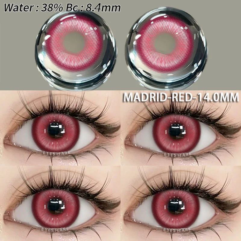 EYESHARE 1pair Halloween Cosplay Color Contact Lenses Pink Eye Contacts Anime Red Lenses Purple Lenses Beauty Makeup Eye Lens