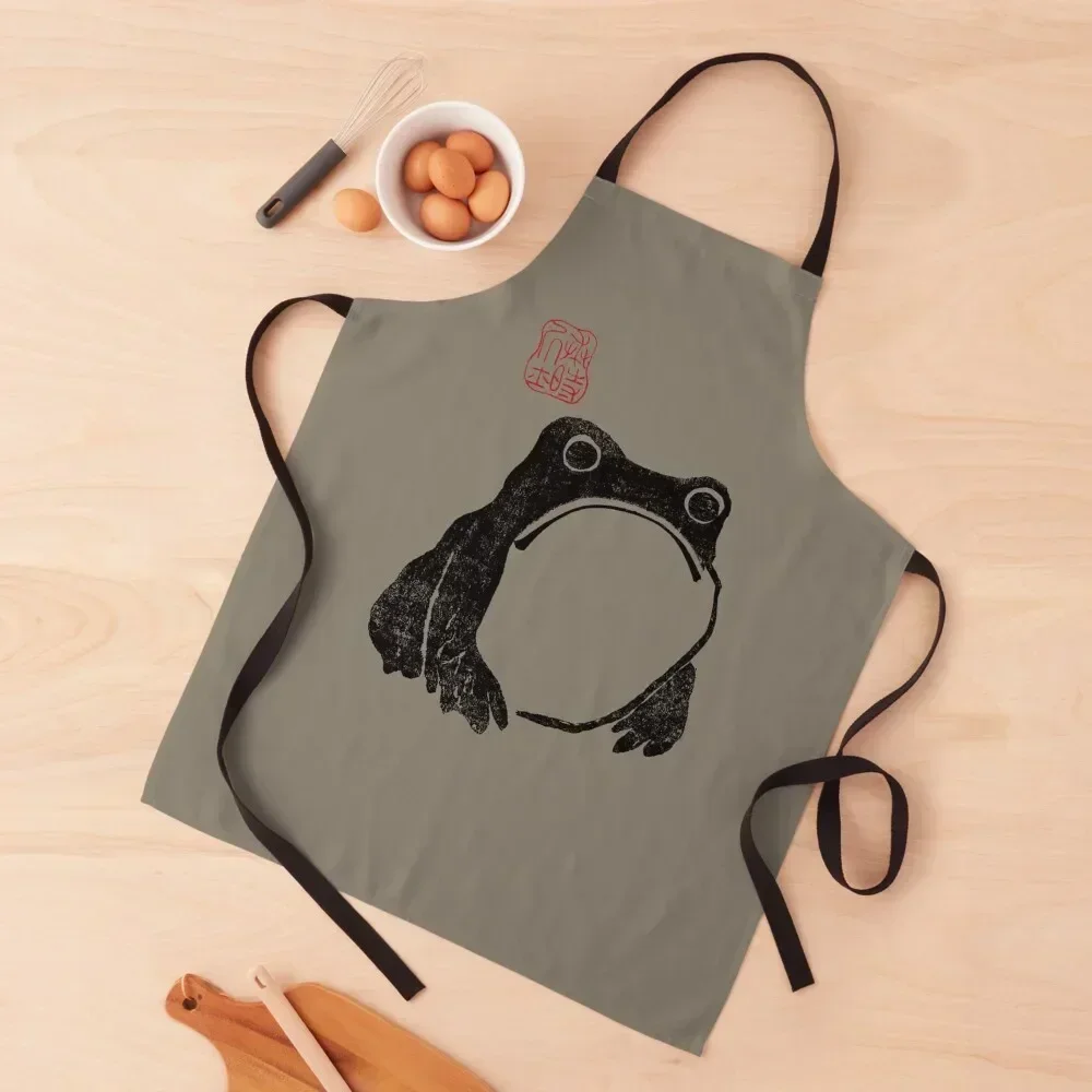 

Unimpressed Frog by Matsumoto Hoji Apron kitchen gadgets Household Items For Kitchen Kitchen Novel Accessories Apron