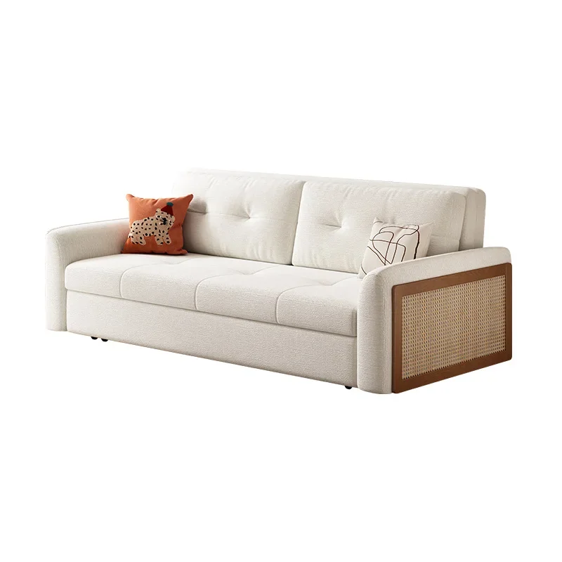 New Chinese-style solid wood sofa bed dual-purpose integrated telescopic small apartment multi-functional folding household sofa