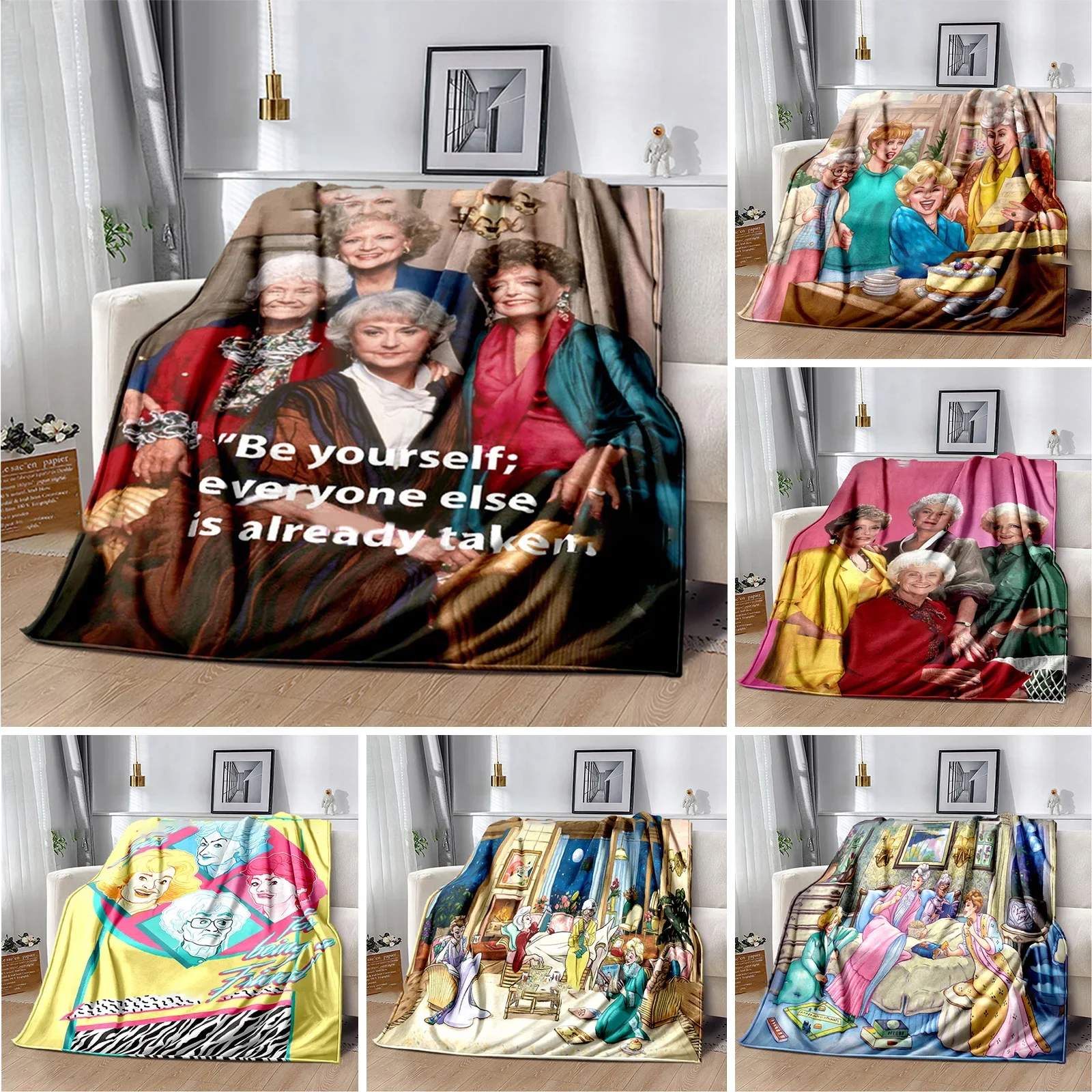 

Classic Tv Throw Blanket Golden Girls Friendship Flannel Lightweight Plush Fuzzy Cozy Soft Blankets and Throws for Sofa