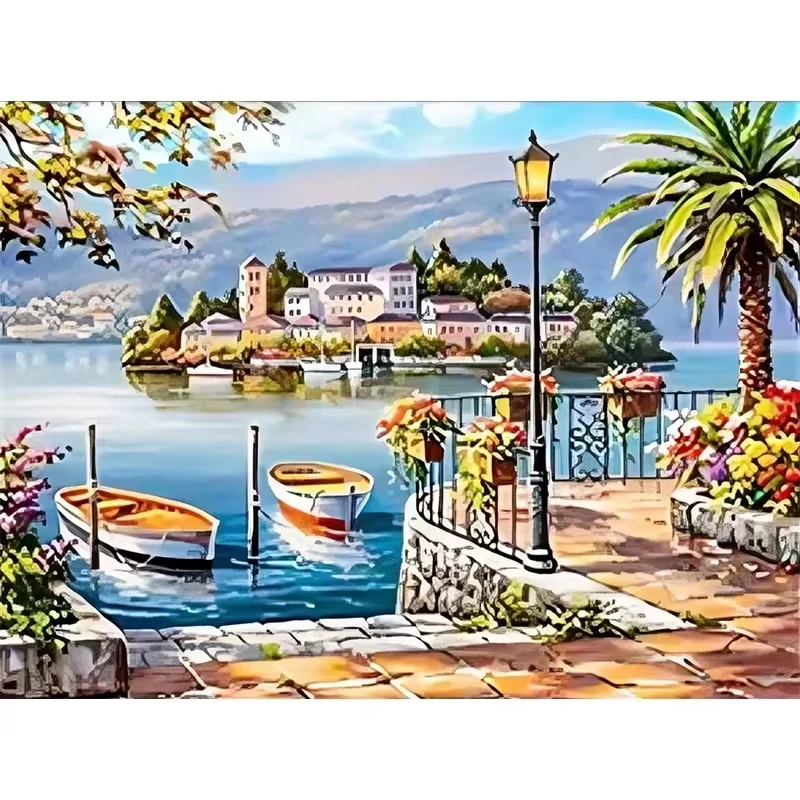Oil Painting by Number Kit Peaceful Natural Landscape Scene Art Canvas Wall Art for Adults DIY Home Decor Gift