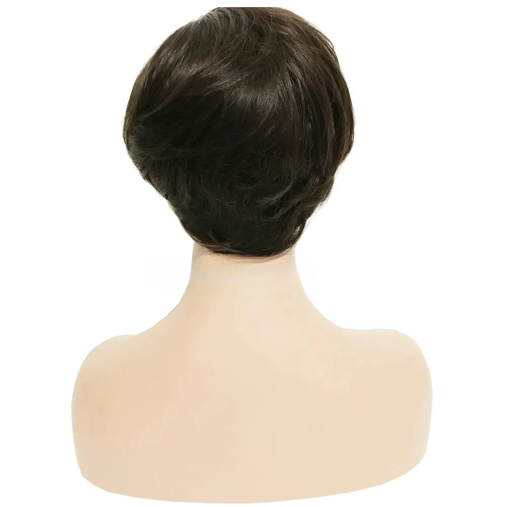 Perucas retas de cabelo humano para senhoras, perucas Pixie cut, lace front, cabelo do bebê, estilo africano, barato, curto, brasileiro