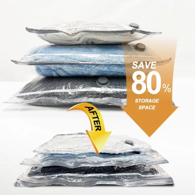 1/6Pcs Vacuum Bags For Travel With Sealing Clip Carry-On Size Compression Packing Bags For Luggage And Suitcase Space Saver