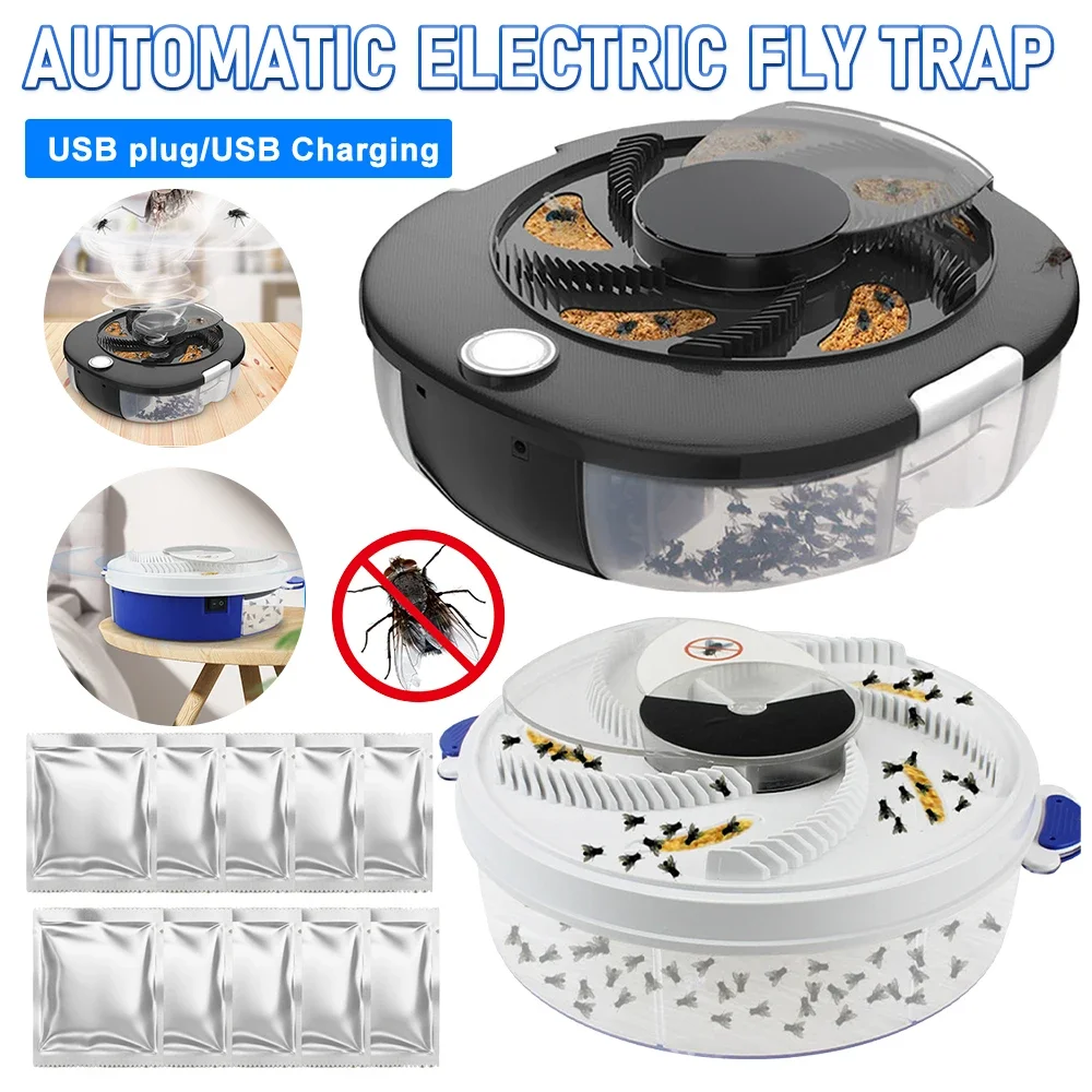 Indoor Outdoor Fly Trap Electric Pest Killer Automatic Flycatcher Insect Pest Catcher USB Pest Reject Control Repeller With Bait