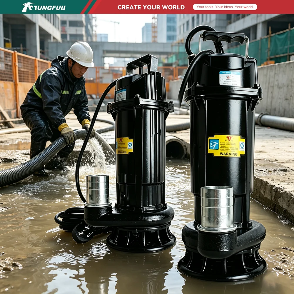 220V Sewage Pump Household Submersible Pump Septic Tank Feces Mud Pump Anti‑Clog Waste Water Drainage Pump Pumping Machine