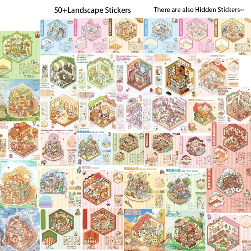 

20Pcs 1 Book 3D Landscape Stickers Collection Book Album Cartoon Scene DIY Toy Game Festival Birthday Gift for Kid Girl Child ﻿