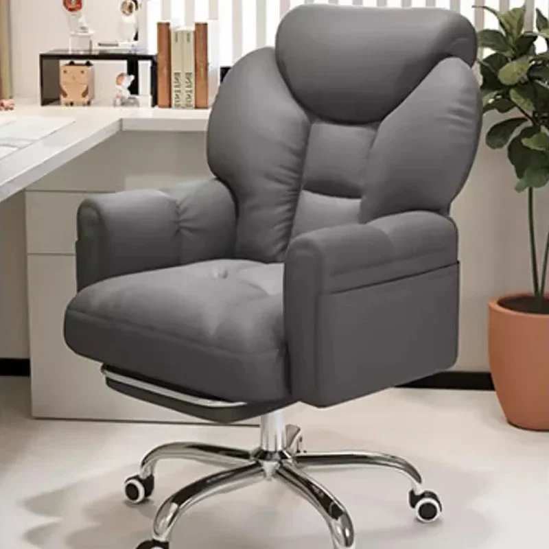 Silla de oficina blanca moderna, reposapiés móvil, silla giratoria suave para juegos, cómoda y estética, Sillas De Gamer, muebles de oficina