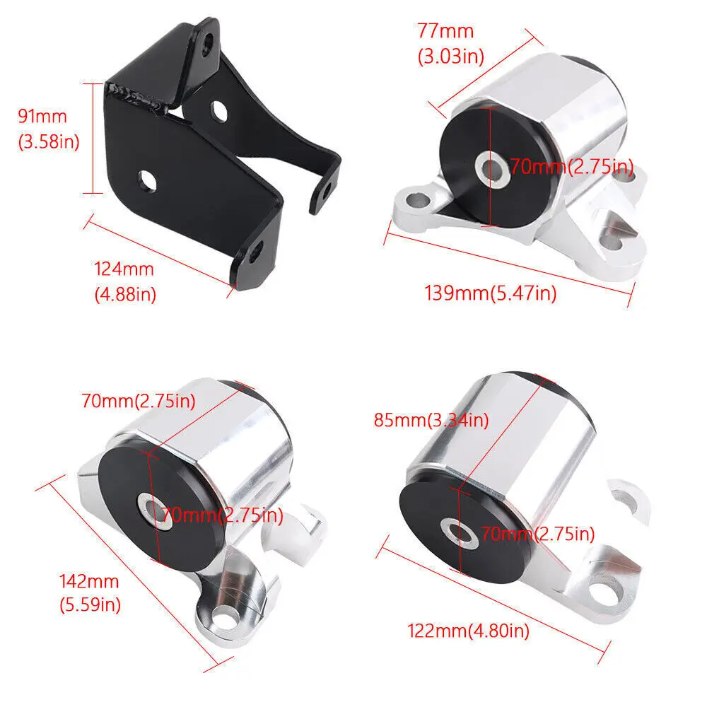 2 بولت محرك المحرك جبل عدة ل 96-00 سيفيك EK B16 B20 D16 B D كروم الخام