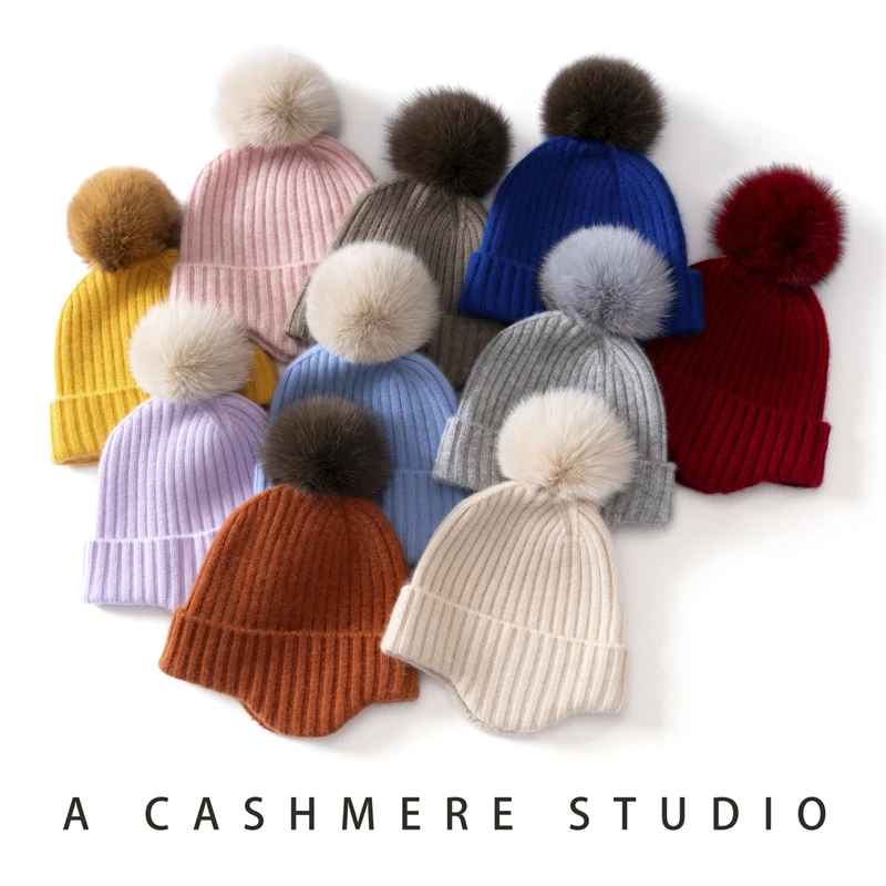 Autumn Winter 100% Cashmere Vintage Cable Capt For Children Thick Autumn Winter Outdoor Warm Casual Heavy Fashion Girl Cap