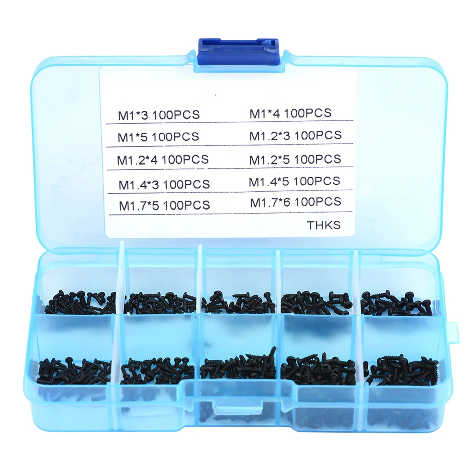 1000pcs Small Screws Cross Head Selftapping Bolts Assortment Kit M1 M1.2 M1.4 M1.7