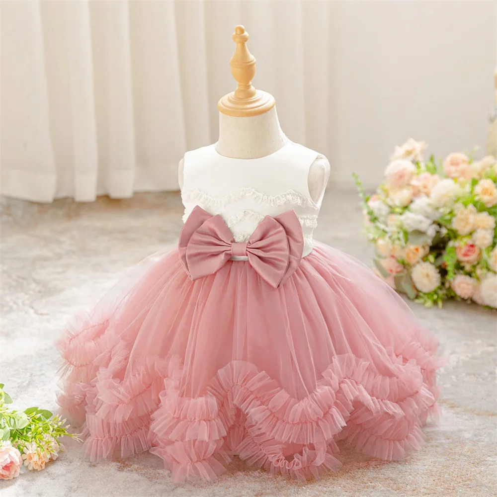 Baby Dresses For 1st Birthday Party Dresses Toddler Girls Princess Dress Backless Lace Flower Girl Wedding Dress Evening Dress